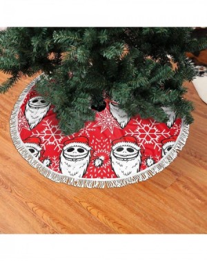 Tree Skirts 48" The Nightmare Before Christmas White Plush Faux Fur Christmas Tree Skirt with Tassel- Holiday Occasion Party ...