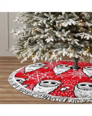 Tree Skirts 48" The Nightmare Before Christmas White Plush Faux Fur Christmas Tree Skirt with Tassel- Holiday Occasion Party ...