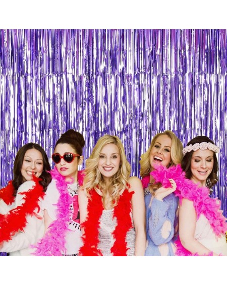 Photobooth Props 2 Packs Shimmer Metallic Fringe Tinsel Foil Curtains 3.3ft x 8.2ft for Wedding Bridal Shower Birthday Party ...