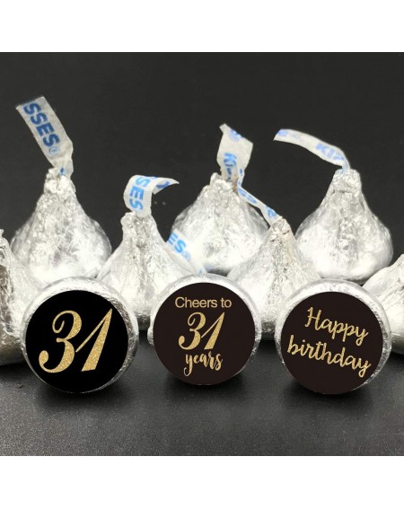 Favors Black 31th Birthday Candy Stickers- Woman or Man Gold Glitter 31 Years Birthday Party Favor Labels- Supplies- Decorati...