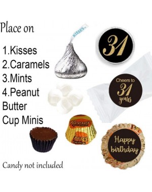 Favors Black 31th Birthday Candy Stickers- Woman or Man Gold Glitter 31 Years Birthday Party Favor Labels- Supplies- Decorati...