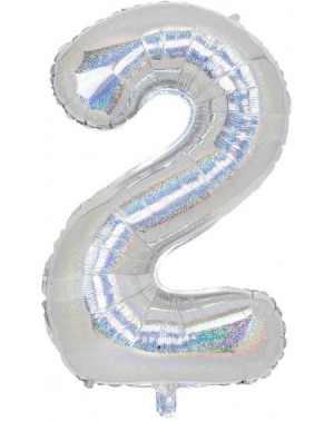 Balloons Holographic Silver Number Balloons (32-Inch- Number 2) - Number-2 - CZ18WMK7ANS $13.19