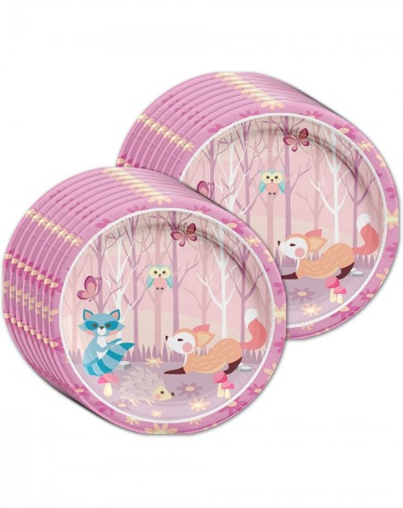 Party Packs Girl Woodland Animals Pink Birthday Party Supplies Set Plates Napkins Cups Tableware Kit for 16 - CT17YA2T3GY $17.32