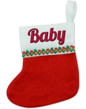 Stockings & Holders Christmas Holiday Red White Felt Mini Small Stocking - Red Text - Family - Baby - Baby - C512N1VXMW3 $9.95