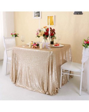 Tablecovers Banquet Tablecloth Sequin Fabric Tablecloth Champagne Tablecloth for Wedding (55"x80") - Champagne - CG188ZI0O87 ...