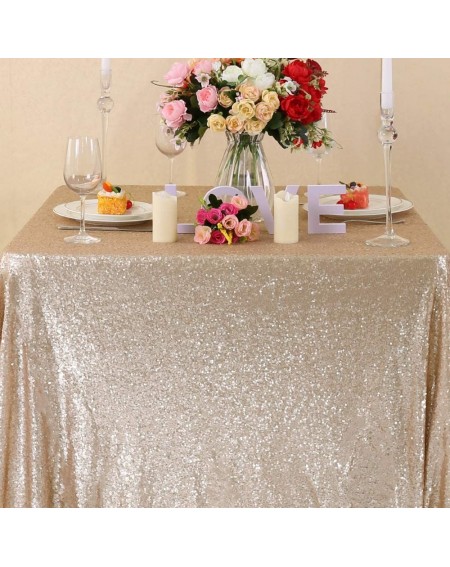 Tablecovers Banquet Tablecloth Sequin Fabric Tablecloth Champagne Tablecloth for Wedding (55"x80") - Champagne - CG188ZI0O87 ...