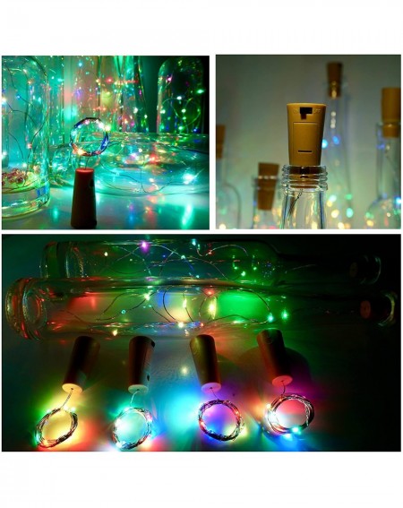 Indoor String Lights Wine Bottle Cork Lights 15Pack 10 LED/ 40 Inches Battery Operated Cork Shape Copper Wire Colorful Fairy ...