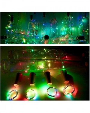 Indoor String Lights Wine Bottle Cork Lights 15Pack 10 LED/ 40 Inches Battery Operated Cork Shape Copper Wire Colorful Fairy ...