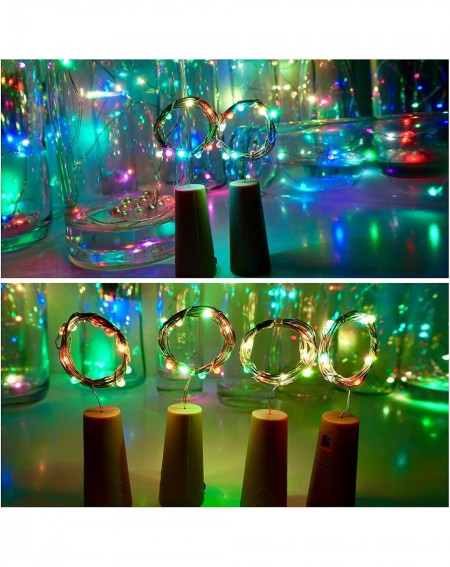 Indoor String Lights Wine Bottle Cork Lights 15Pack 10 LED/ 40 Inches Battery Operated Cork Shape Copper Wire Colorful Fairy ...