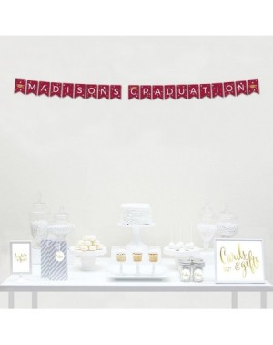 Favors Burgundy Maroon and Gold Glittering Graduation Party Collection- Personalized Hanging Pennant Party Banner with String...