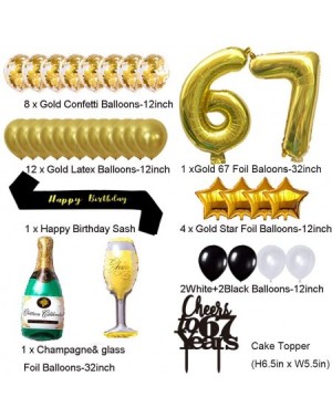 Balloons Gold 67th Birthday Decorations Kit- Cheers to 67 Years Banner Balloons 67th Cake Topper Birthday Sash Gold Tinsel Fo...