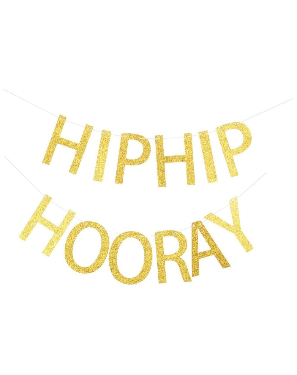 Banners & Garlands Hip Hip Hooray Banner- Gold Glitter Sign for Birthday Party- Graduation/Engagement/Wedding/Anniversary Par...