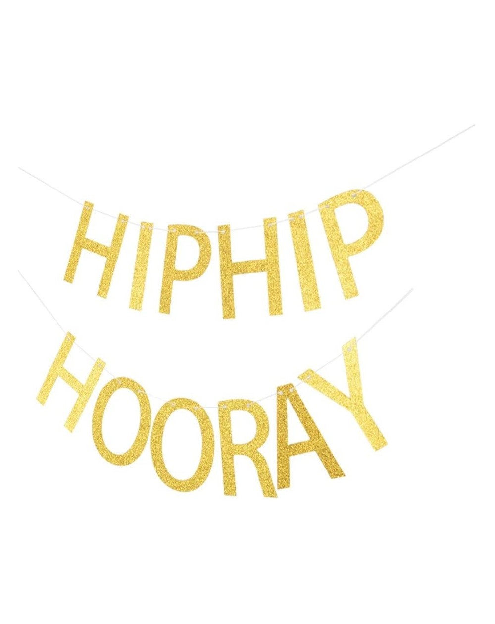 Hip Hip Hooray Banner- Gold Glitter Sign for Birthday Party- Graduation ...