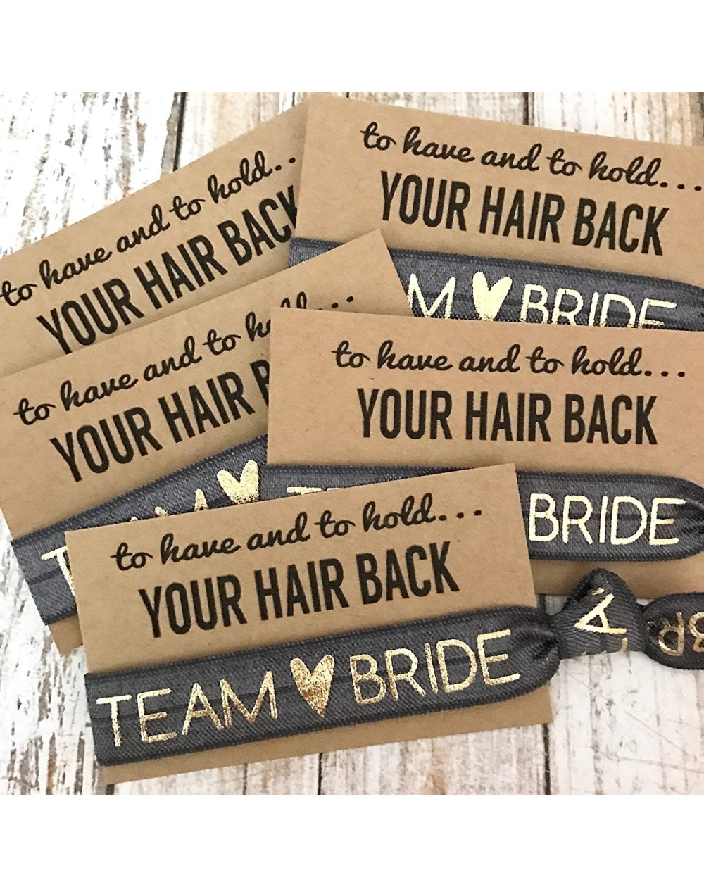 Favors Set of 5 To Have & To Hold Your Hair Back Favors - Team Bride - Bachelorette Hair Tie Favors (Charcoal Grey) - Charcoa...