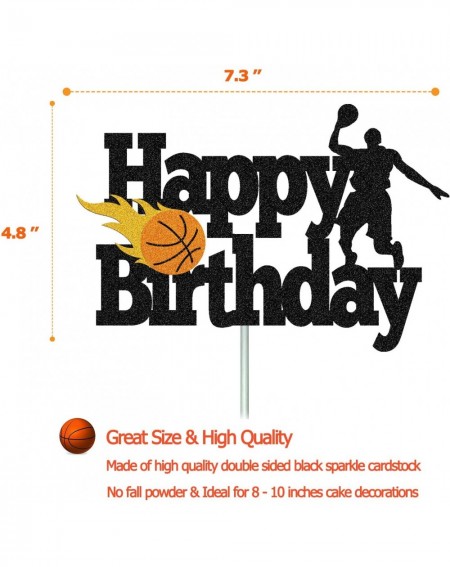 Cake & Cupcake Toppers Basketball Cake Topper Happy Birthday Sign Basketball Player Scene Themed for Man Boy Birthday Party S...