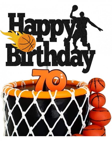 Cake & Cupcake Toppers Basketball Cake Topper Happy Birthday Sign Basketball Player Scene Themed for Man Boy Birthday Party S...