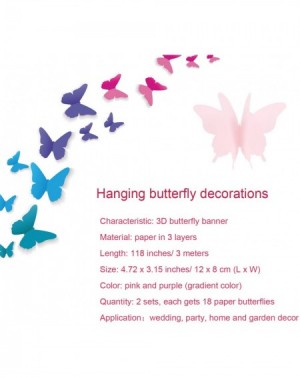 Banners & Garlands 2 Pieces 3D Paper Butterfly Banner Hanging Decorative Garland for Wedding- Baby Shower- Birthday and Theme...