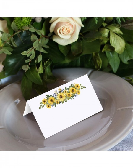 Place Cards & Place Card Holders Sunflower Place Cards (Set of 24) Blank Small 3.5" x 2" for Name Food Table Setting Dinner P...