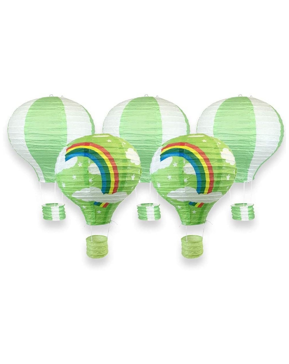 Sky Lanterns Decorative 12-Inch Hanging Hot Air Balloon Paper Lanterns (5pc- Green Rainbow) - Green Rainbow - CW17YHT9GU0 $16.99