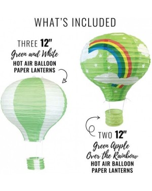 Sky Lanterns Decorative 12-Inch Hanging Hot Air Balloon Paper Lanterns (5pc- Green Rainbow) - Green Rainbow - CW17YHT9GU0 $16.99