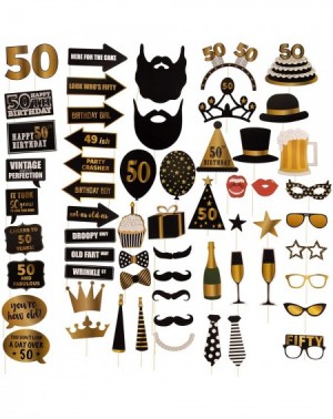 Photobooth Props 50th Birthday Photo Booth Props - 60-Pack Birthday Party Supplies- Selfie Props- Party Favors for Cocktail P...