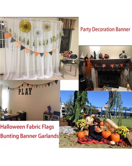 Banners & Garlands Halloween Decoration Party Banner- Triangle Bunting Banner Hanging Cotton Garland Wall Décor for Home- Sch...