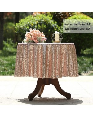 Tablecovers Sequin Tablecloth 50 Inch Round Table Line for Wedding Christmas Party Cake Dessert Events Decorations- Rose Gold...