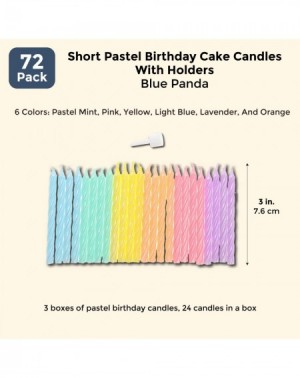 Cake Decorating Supplies Rainbow Pastel Birthday Cake Candles in Holders (3 in- 72 Pack) - CO18SWCH942 $12.03