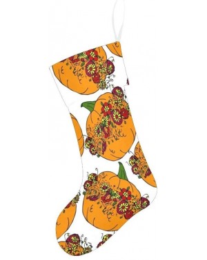 Stockings & Holders Halloween Pumpkin Floral Christmas Stocking for Family Xmas Party Decoration Gift 17.52 x 7.87 Inch - Mul...