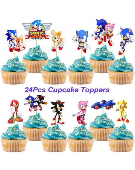 Party Packs 76 Pack Sonic Hedgehog Birthday Decorations Party Supplies- Included Sonic Birthday Party Banner Balloons Cupcake...