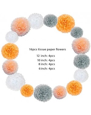 Tissue Pom Poms Peach White Grey Wedding Decorations Tissue Paper Flowers Pom Poms Balls for Bridal Shower Bachelorette Anniv...