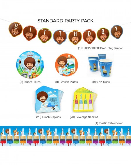 Party Packs Bob Ross and Friends- Art & Painting Party Supplies (Standard) with Woodland Creatures- Birthday Party Theme- 66 ...