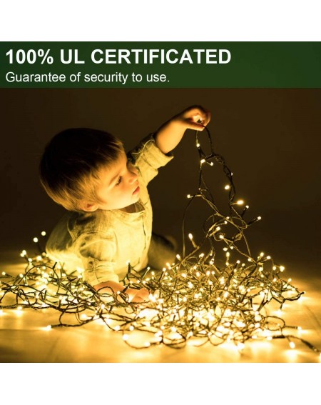 Outdoor String Lights 105FT 300 LED Outdoor Christmas String Lights Indoor UL Certified with End-to-End Plug 8 Modes- Waterpr...