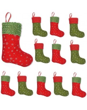 Stockings & Holders 12PC Mini Christmas Stockings with Snowflake- 9" Party Decorations/Gift Bags- Red & Green - C7186WW3DQS $...