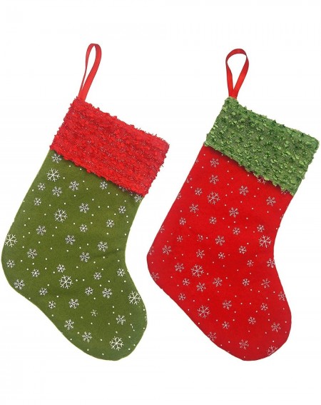 Stockings & Holders 12PC Mini Christmas Stockings with Snowflake- 9" Party Decorations/Gift Bags- Red & Green - C7186WW3DQS $...