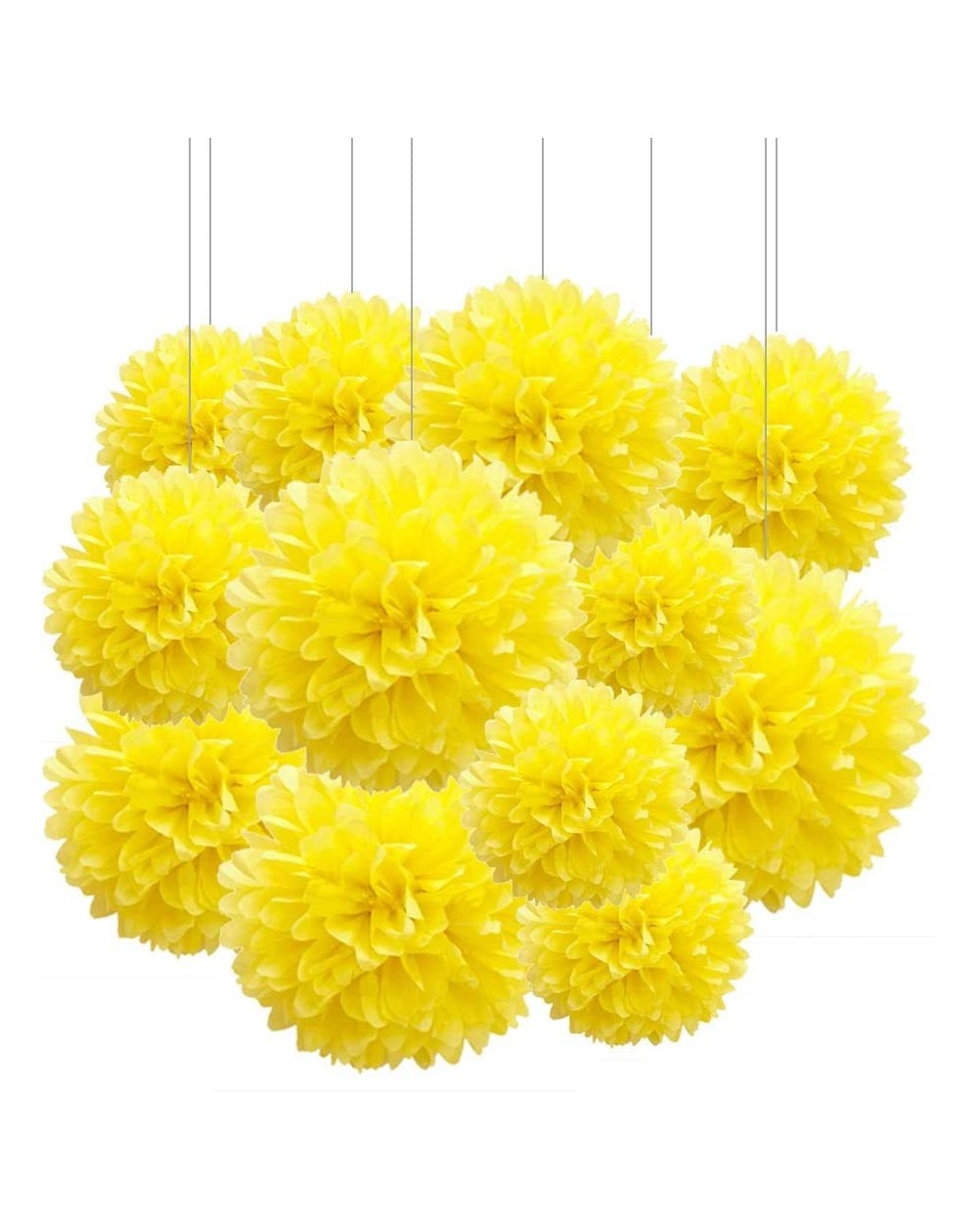 Tissue Pom Poms 6pcs Yellow Paper Pom Poms Decorations for Party Ceiling Wall Hanging Tissue Flowers Decorations - 1 Color of...