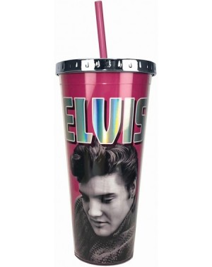 Tableware Elvis Foil Cup w/Straw- 20 ounces- Pink - CY18OE7IOO5 $13.06