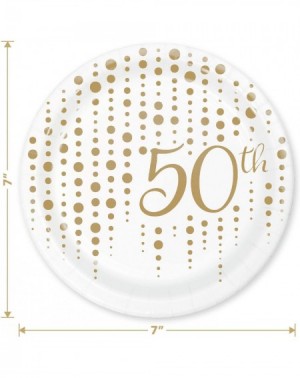 Party Packs 50th Party Supplies for Milestone Birthdays and Anniversaries - Gold Metallic Sparkle and Shine Paper Dessert Pla...