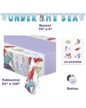 Party Packs The Little Mermaid Ariel Birthday Party Supplies Pack - Serves 16 - Banner Decoration- Tablecover- Plates- Cups- ...