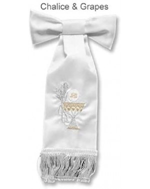 Favors First Holy Communion White Boy Armband with Embroidered Handcrafted Accents Chalice and Host Silver Gold - CZ18SQIQY03...