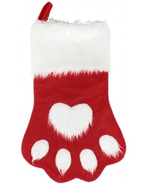 Stockings & Holders Dog Cat Paw Christmas Stockings- Plush Hanging Socks for Holiday and Christmas Decorations (Large/18in- W...