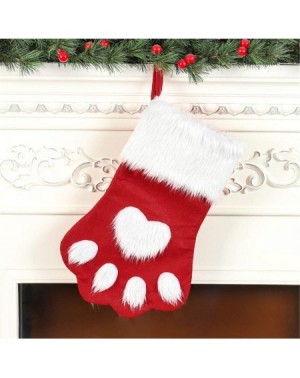 Stockings & Holders Dog Cat Paw Christmas Stockings- Plush Hanging Socks for Holiday and Christmas Decorations (Large/18in- W...