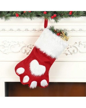 Stockings & Holders Dog Cat Paw Christmas Stockings- Plush Hanging Socks for Holiday and Christmas Decorations (Large/18in- W...