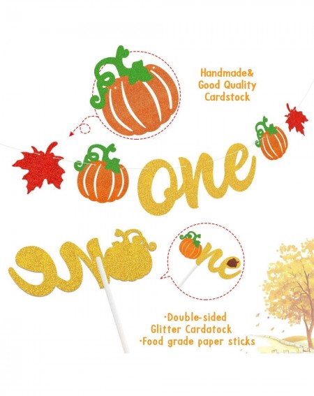 Banners Pumpkin 1 st Birthday Decorations Kit - Pumpkin First Birthday Banner- Pumpkin One Cake Topper- Fall Themed Kids Girl...