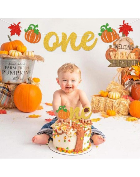 Banners Pumpkin 1 st Birthday Decorations Kit - Pumpkin First Birthday Banner- Pumpkin One Cake Topper- Fall Themed Kids Girl...