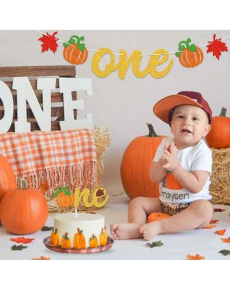 Banners Pumpkin 1 st Birthday Decorations Kit - Pumpkin First Birthday Banner- Pumpkin One Cake Topper- Fall Themed Kids Girl...