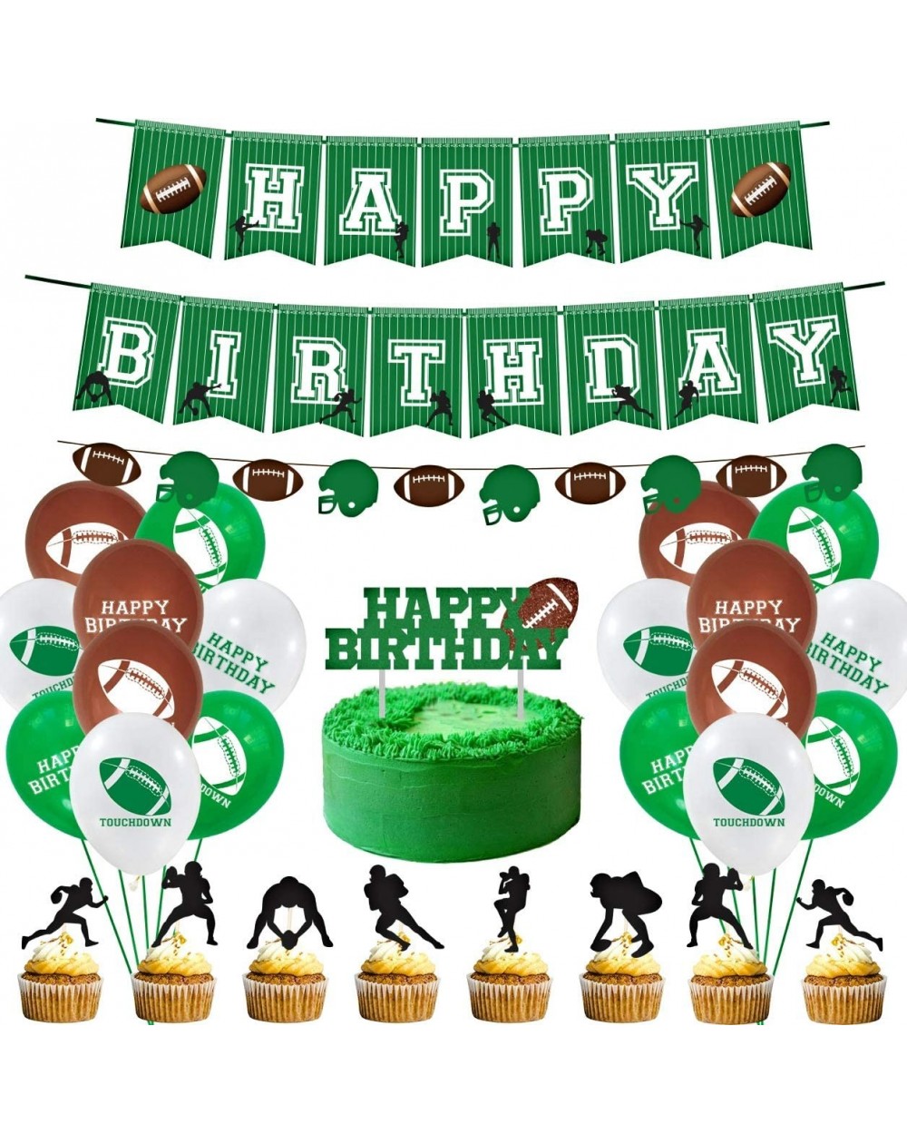 Party Packs Football Party Supplies - Sports Decorations with Banner- Balloons- Cake Toppers - CC193ERHTIR $11.45