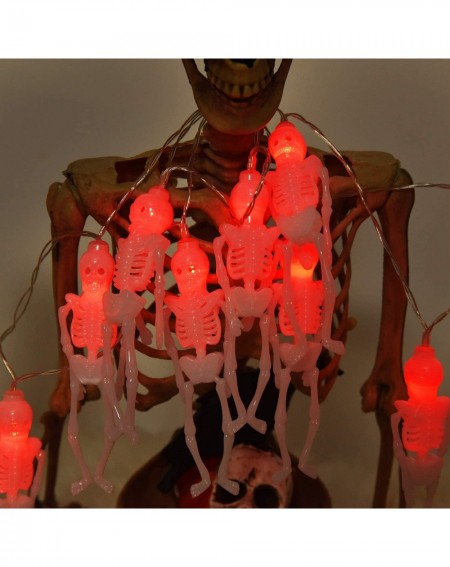 Indoor String Lights Skeleton Skull Lights- Halloween Skull Lights Decorations- 15-LED Battery Operated Halloween Party Light...