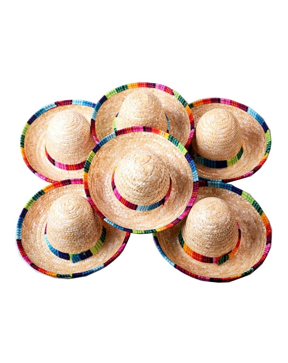 Hats Natural Straw Medium Sombrero/Medium Mexican Hat-Tabletop Party Supplies Medium Size (6 pcs) - C318R8A4SKO $12.90