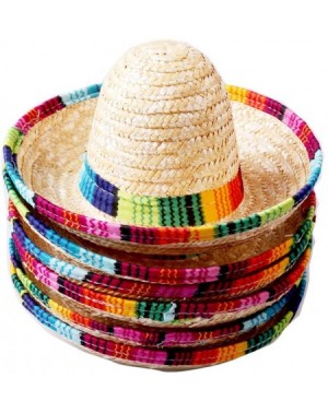 Hats Natural Straw Medium Sombrero/Medium Mexican Hat-Tabletop Party Supplies Medium Size (6 pcs) - C318R8A4SKO $12.90